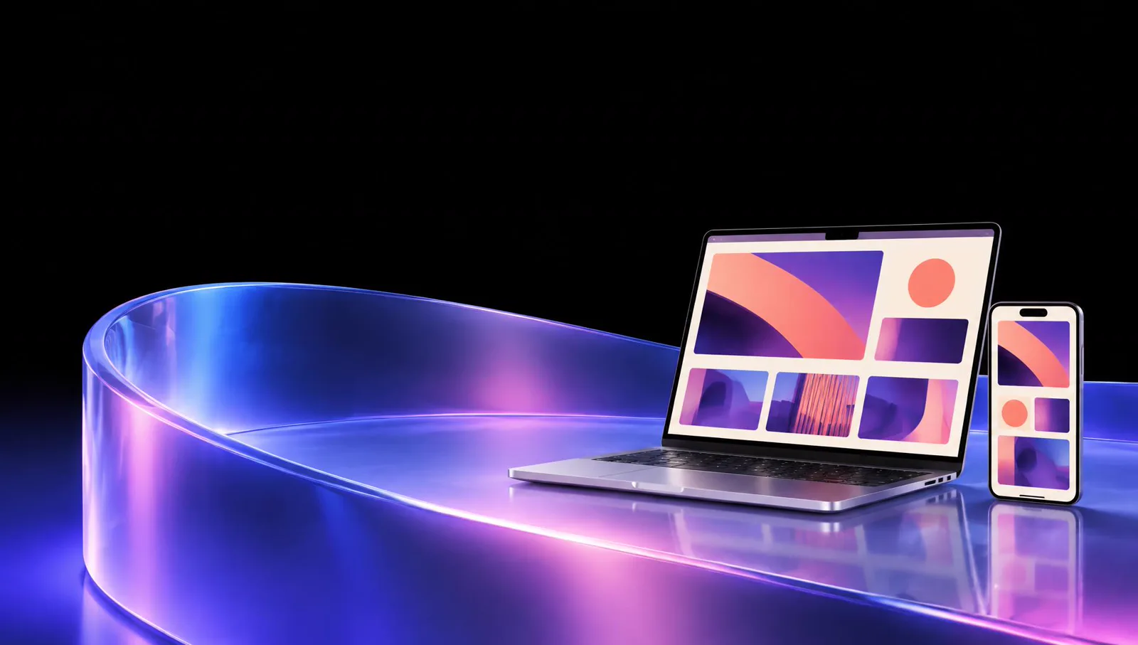 Web design concept displayed on a silver laptop